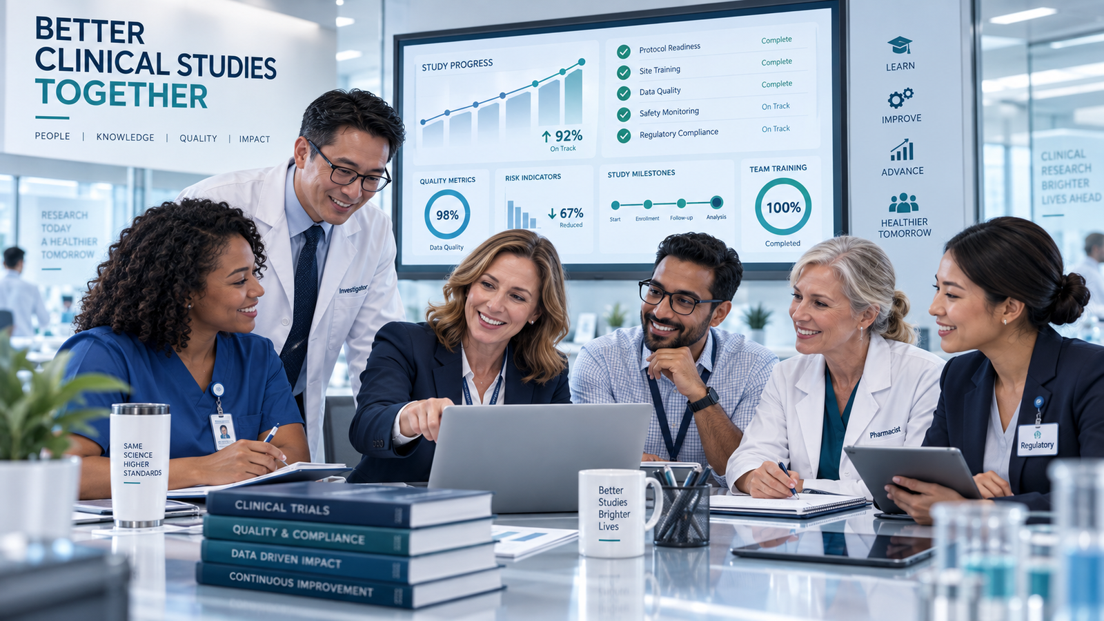 Equipo multidisciplinario colaborando para mejorar la calidad de los estudios clínicos